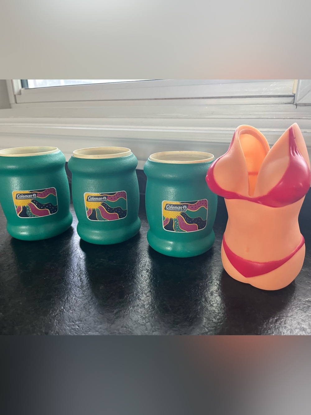 Vintage 90s Koozie Bundle- 3 Coleman Tuffoarms & 1 Novelty Bikini
